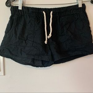 TNA Aritzia Black Linen Blend Shorts Women’s Small S White Drawstring